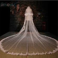 Новое прибытие Аппликация двухслойная Соборная вуаль пять метров белый длинный Veu De Noiva veu de noiva longo WV-1002