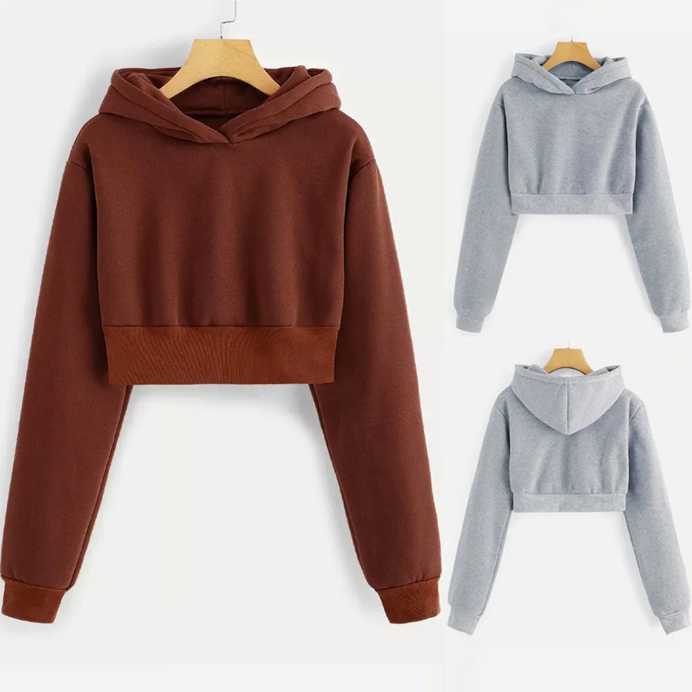 Autumn Winter Women Casual Harajuku Hoodies Solid Color