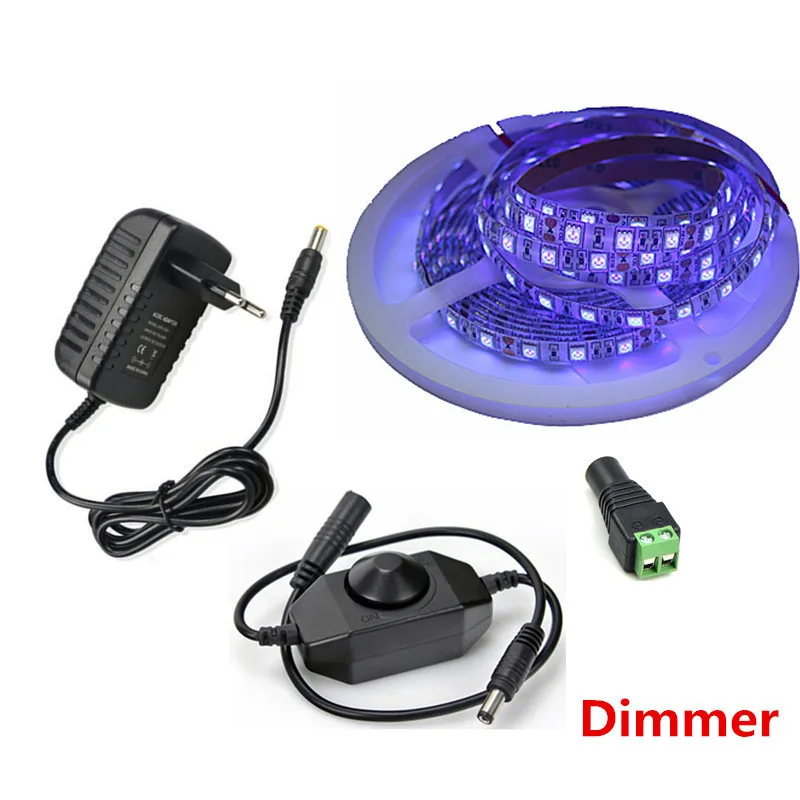 УФ светодиодный светильник 3528 SMD 60/120 светодиодный s/m 395-405nm ультрафиолетовый луч светодиодный Диодная лента фиолетовая гибкая лента лампа+ адаптер питания