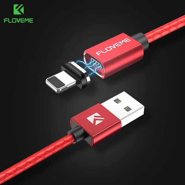 Магнитный usb-кабель FLOVEME для iPhone 6, Xiaomi Redmi 4X, Micro USB type C, usb кабель 3A, 1 м, магнитное зарядное устройство - Цвет: Red