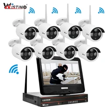 Wistino 1080 P wi-fi-комплект системы видеонаблюдения беспроводной 8CH NVR безопасности ip-камера Открытый P2P монитор наборы ЖК-экран камера наблюдения