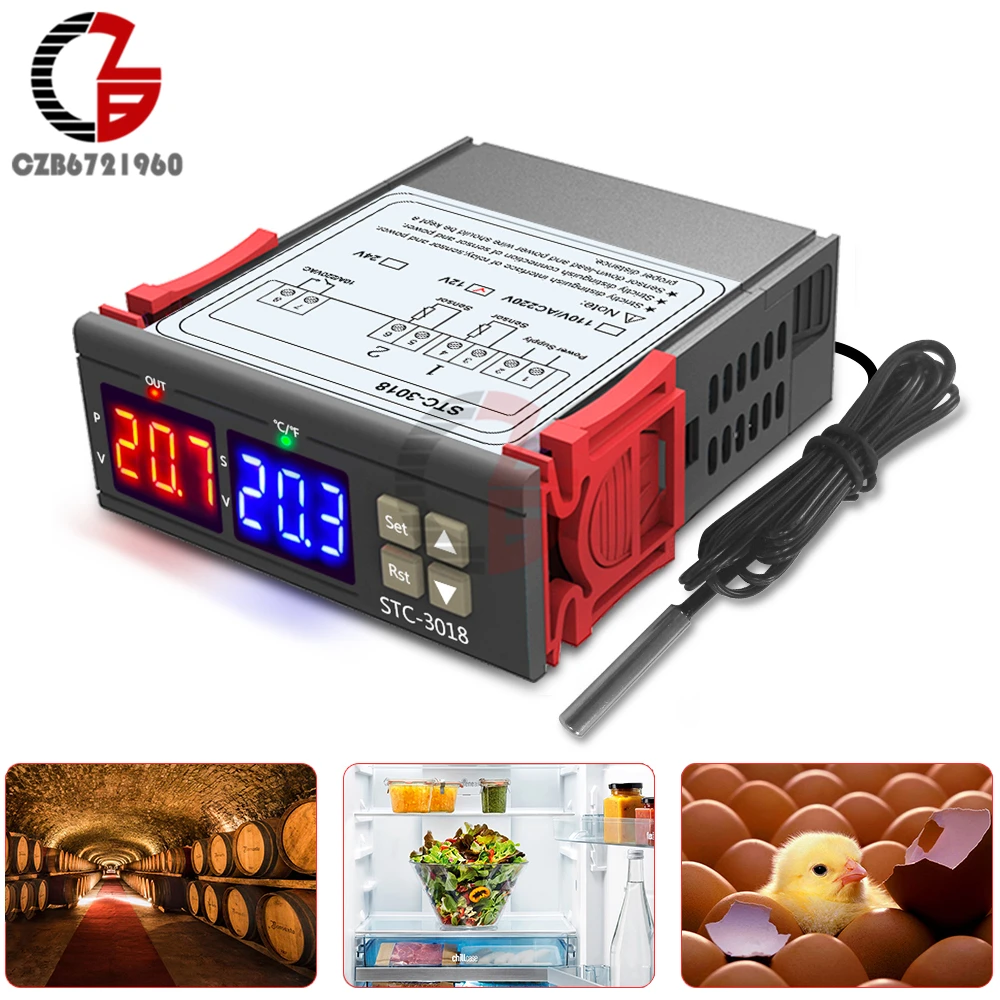 

220V 110V 12V 24V LED Digital Thermostat Temperature Controller Regulator Thermometer Incubator Thermalregulator Control Meter