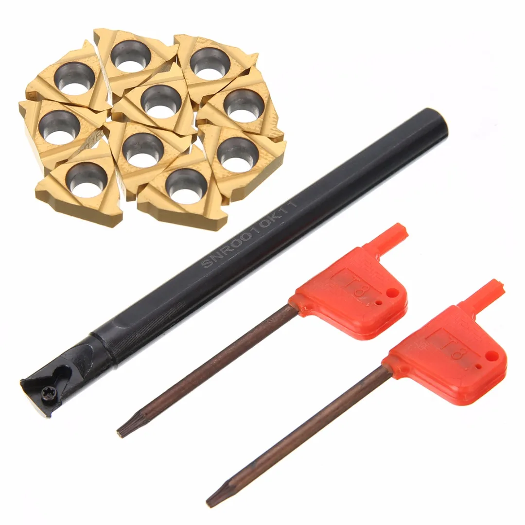 

New SNR0010K11 Lathe Boring Bar Turning Tool Holder with 10pcs 11IR A60 Inserts Blades