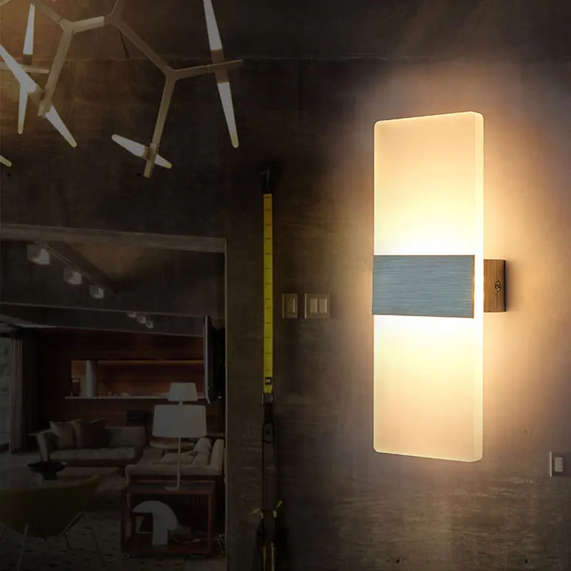 

led wall lights for bedroom lampshade Aluminum lamp body acrylic wall lamp modern AC90-265V