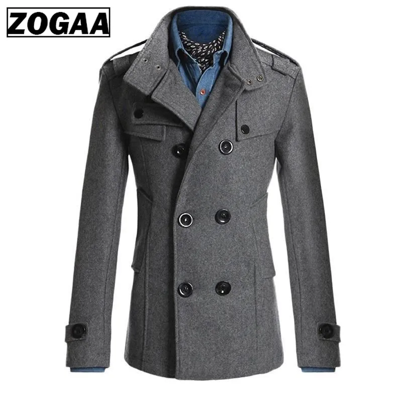 ZOGAA 2019 Spring Men's Jacket Warm Woolen Coat Casual Slim Fit Double-breasted Business Male Jacket Overcoat Trench 4 Colors