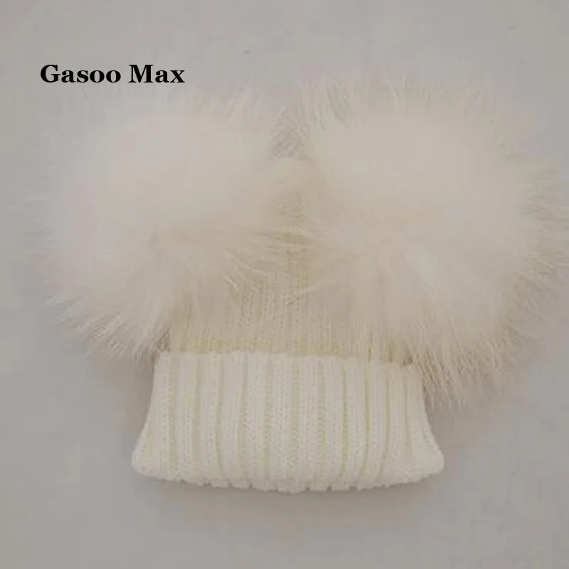 Neue Winter Warme Kinder Pompon Beanies Hüte für Mädchen und Jungen 12 Farben Mischung Wolle von Caps mit Echtpelz Pom Pom