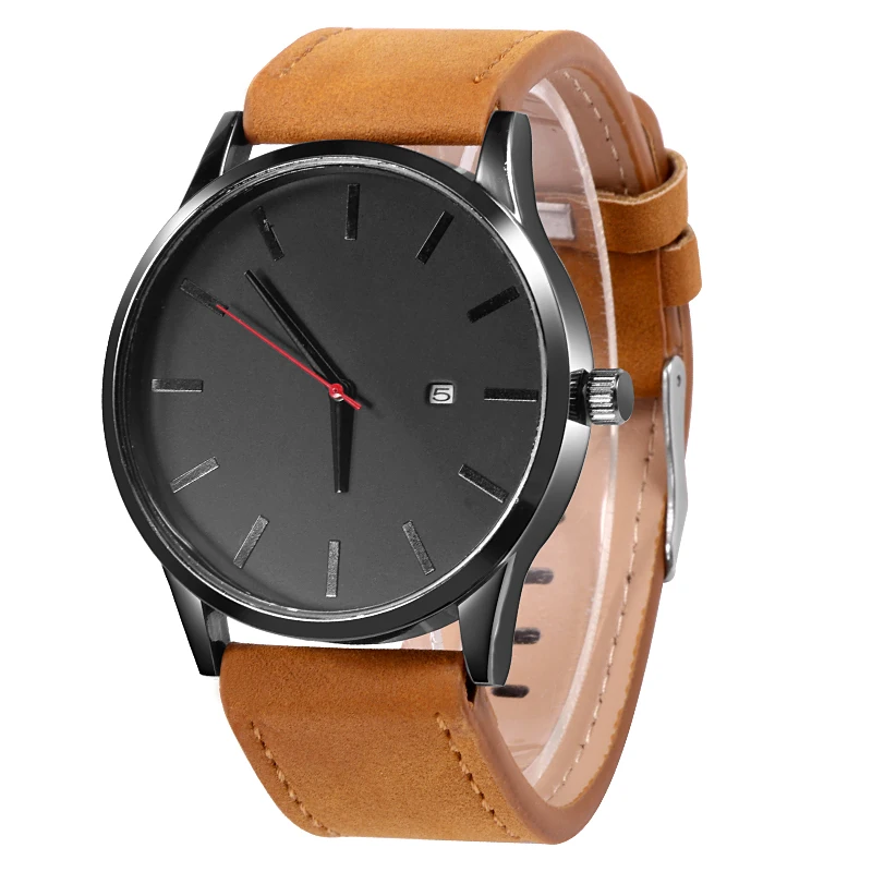 Men's Quartz Watch Leather Strap #3