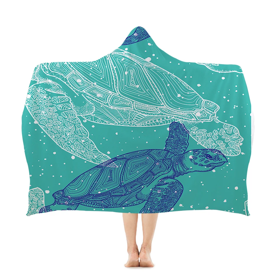 Miracille Turtles, полотенце с капюшоном, водная морская черепаха, банное полотенце с капюшоном, морские животные, пригодное для носки, пляжное одеяло для взрослых