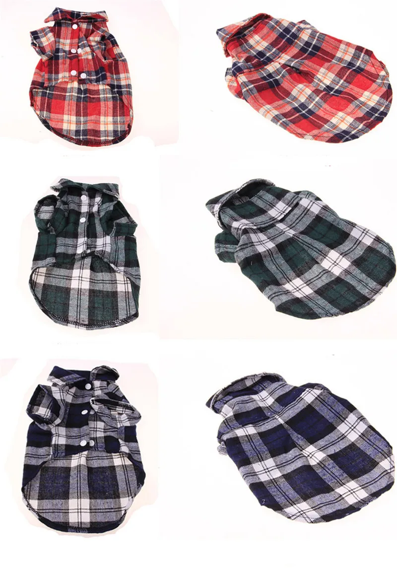 Pet Puppy Dog Clothes Summer Plaid Dog Shirt Coats Jackets Cat Grid Costumes for Small Medium Dogs Yorkies Chihuahua Clothes3