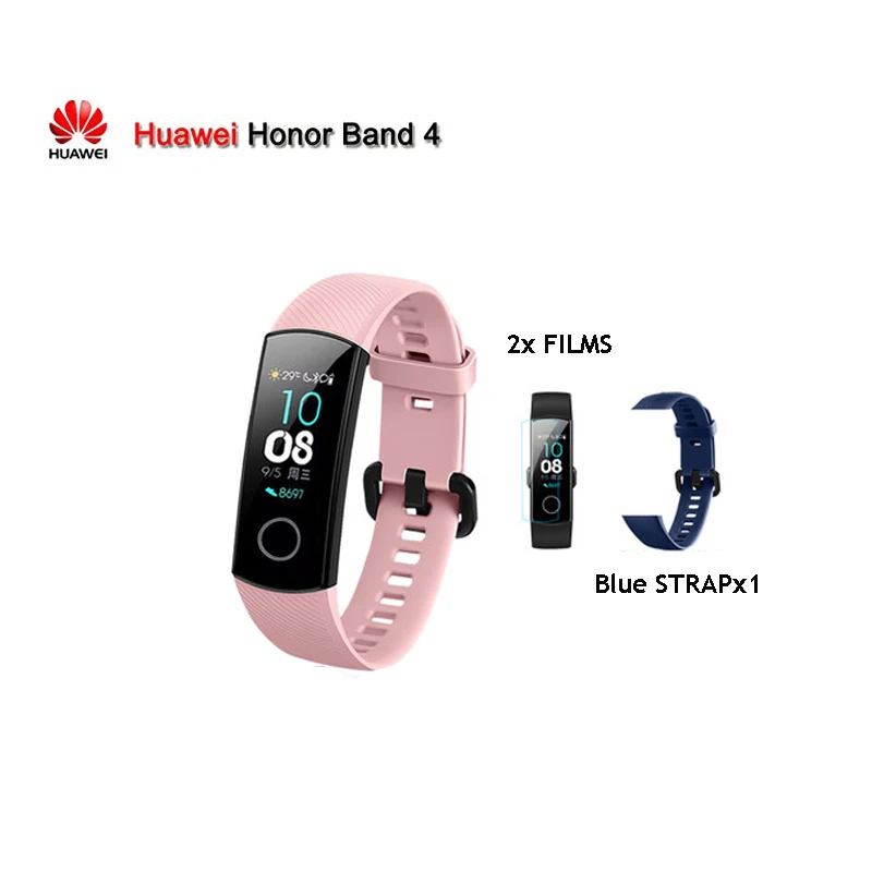 Huawei Honor Band 4 браслет для смарт-часов AMOLED Bluetooth монитор сердечного ритма - Цвет: Розовый