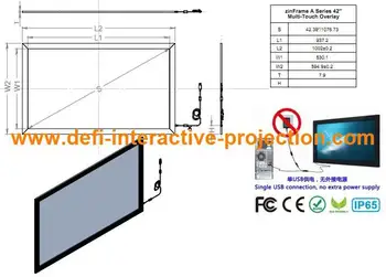 

DefiLabs 40 inch Infrared Touch frame for Digital Signage / interactive multi touch overlay-12 Touch Points,Stable and no drift