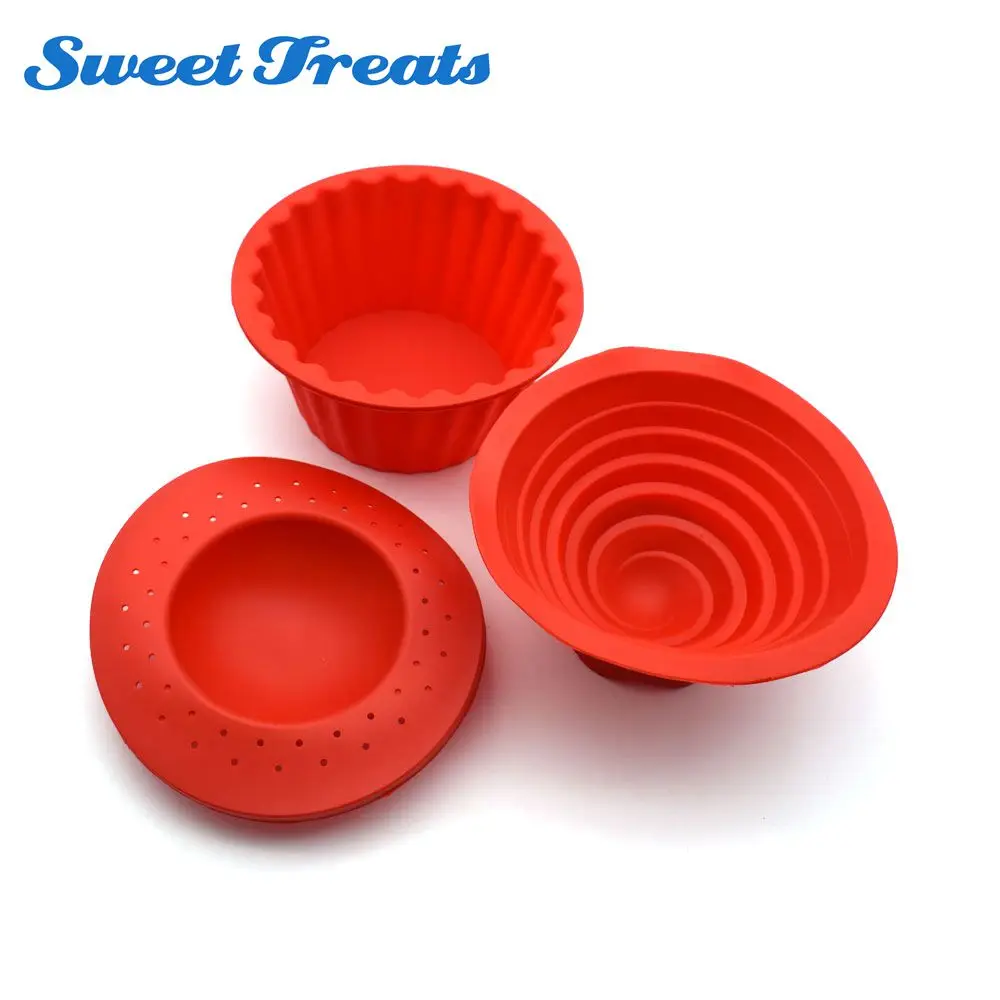 

Sweettreats Silicone Giant Cupcake Mold,3 PCS Big Top Cupcake Silicone Mould Heat Resistant Bake tools Baking Maker