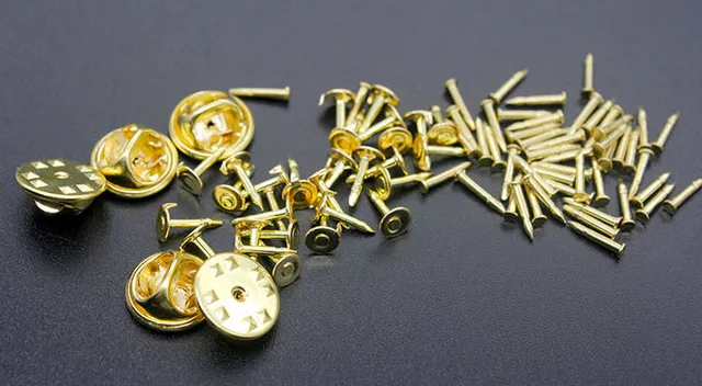 1 Pack Gold Rhodium Color Copper Nail Tie Tack Lapel Pin Back Clutch 