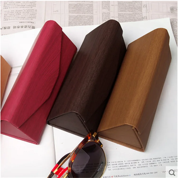 

Pure handmade Sunglasses Case Women men Protable Sunglasses Hard Eye Glasses Case folded triangle myopia mirror box 907