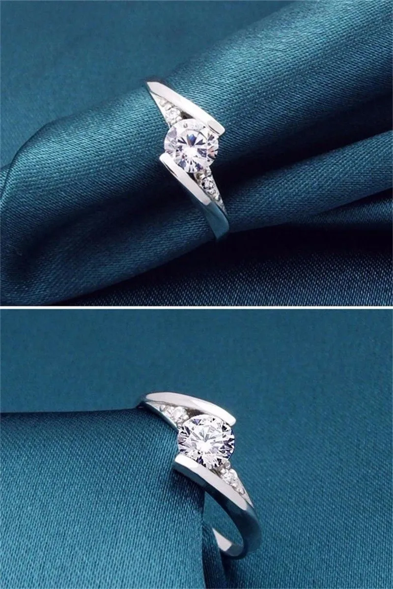 Яньхуэй Настоящее 925 Твердое серебряное кольцо 0,5 карат CZ Диамант обручальные кольца для женщин размер кольца 4 5 6 7 8 9 10 YH500036