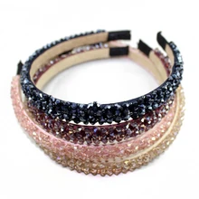 1 шт. черный Мода Сияющий Полный ряд кристалл повязки Роскошные Ювелирные Изделия Розовой Лентой со стразами аксессуары для волос для Для женщин девочек