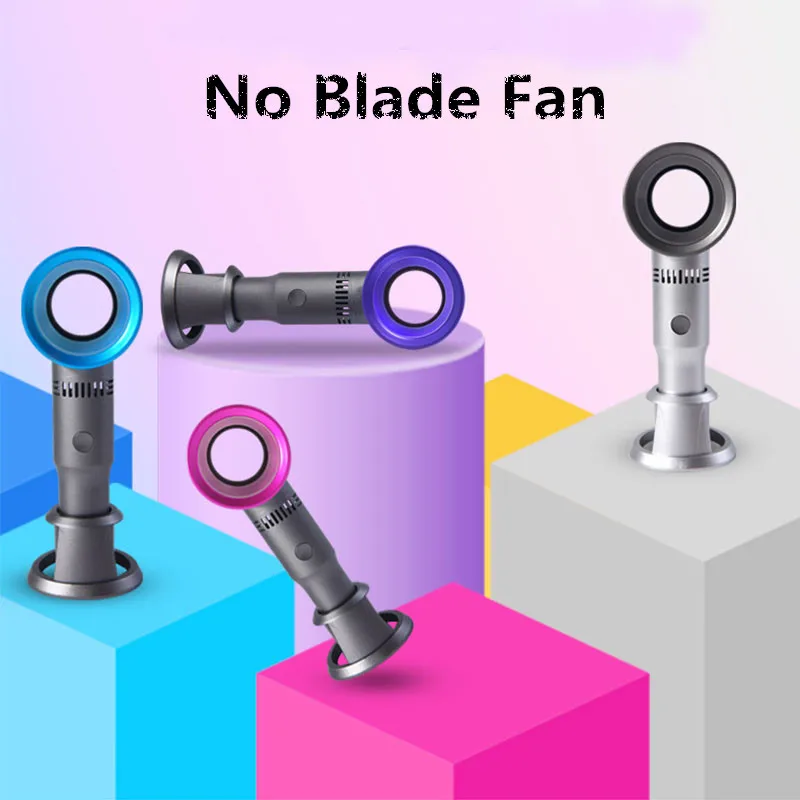 

Mini Handheld Bladeless Fan Desk/Table Air Cooler USB Rechargeable Detachable Base Portable Ventilator With LED Ligth Display