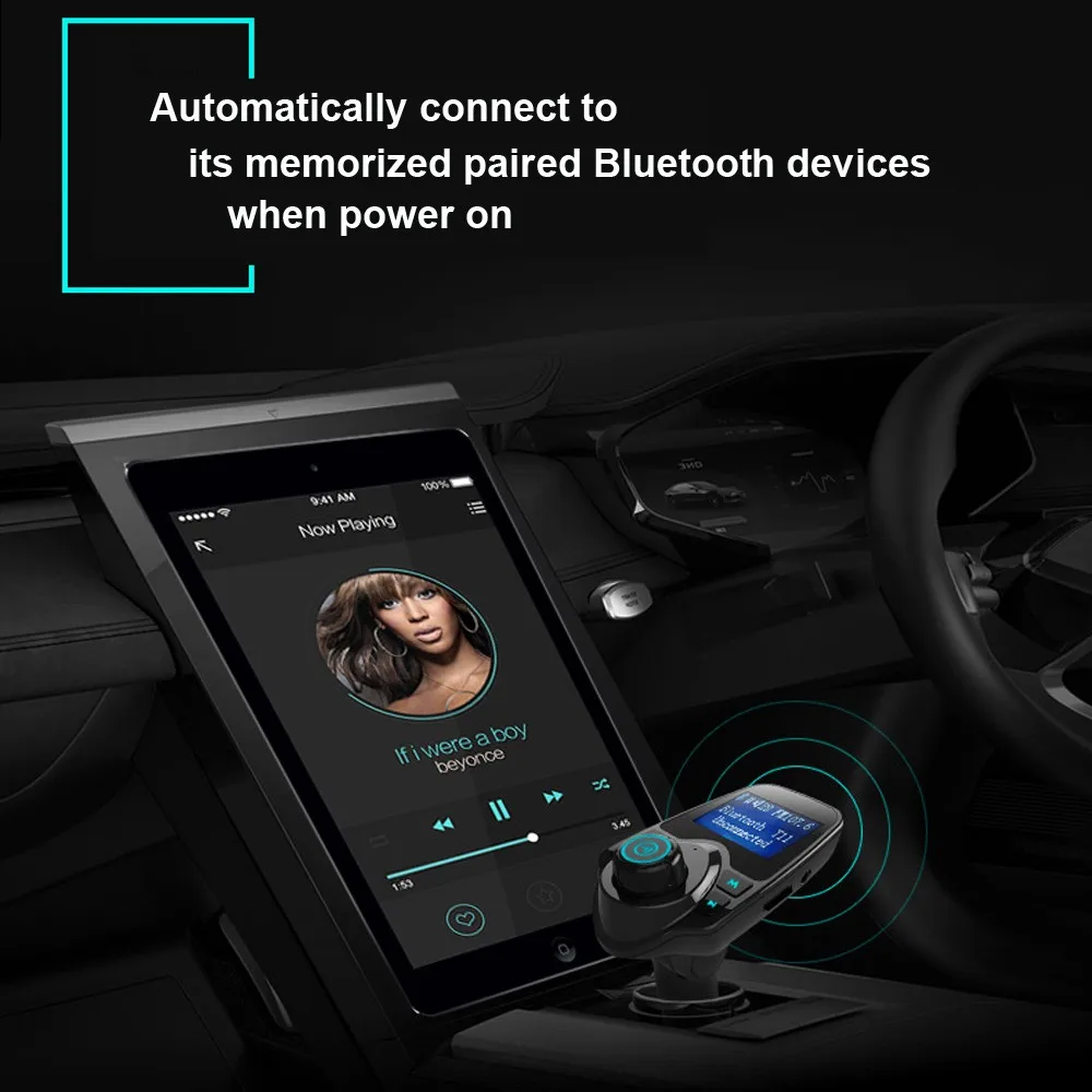 Fm-радиопередатчик Bluetooth автомобильный набор, свободные руки, с USB Зарядное устройство хэндс-фри MP3 плеер 3,5 мм Aux Беспроводной аксессуары 12 V