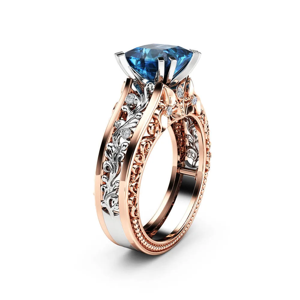 Модное женское обручальное кольцо из розового золота обручальное кольцо с цветами роскошное фианит заполненное обещанием серебрянное кольцо с кристаллами Anillos