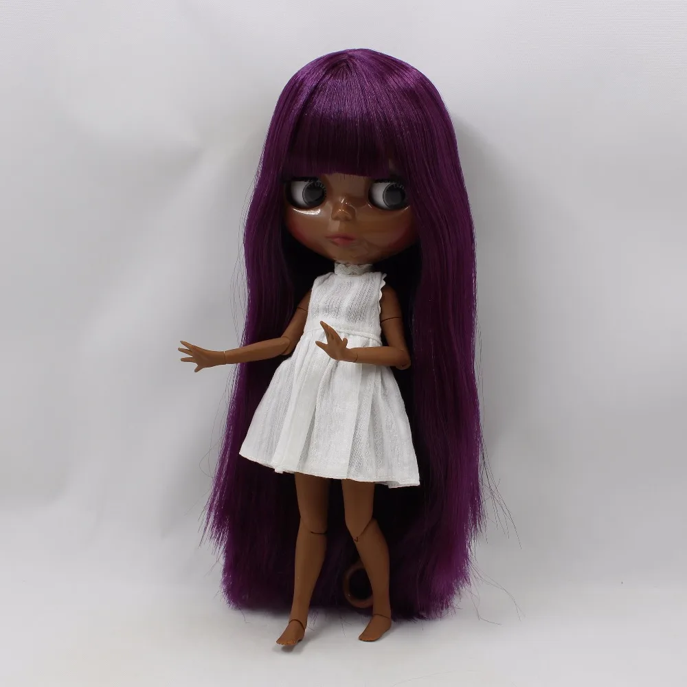 Tbl Neo Blythe Doll Deep Purple Hair Jointed Body Black Skin