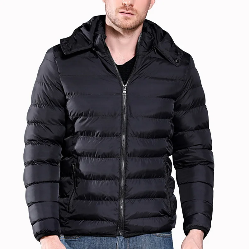 

HEFLASHOR 2018 Winter Jacket Men Winter Warm Streetwear Hoodies Jackets Fashion Solid Pockets Windbreaker Black Parka Clothes