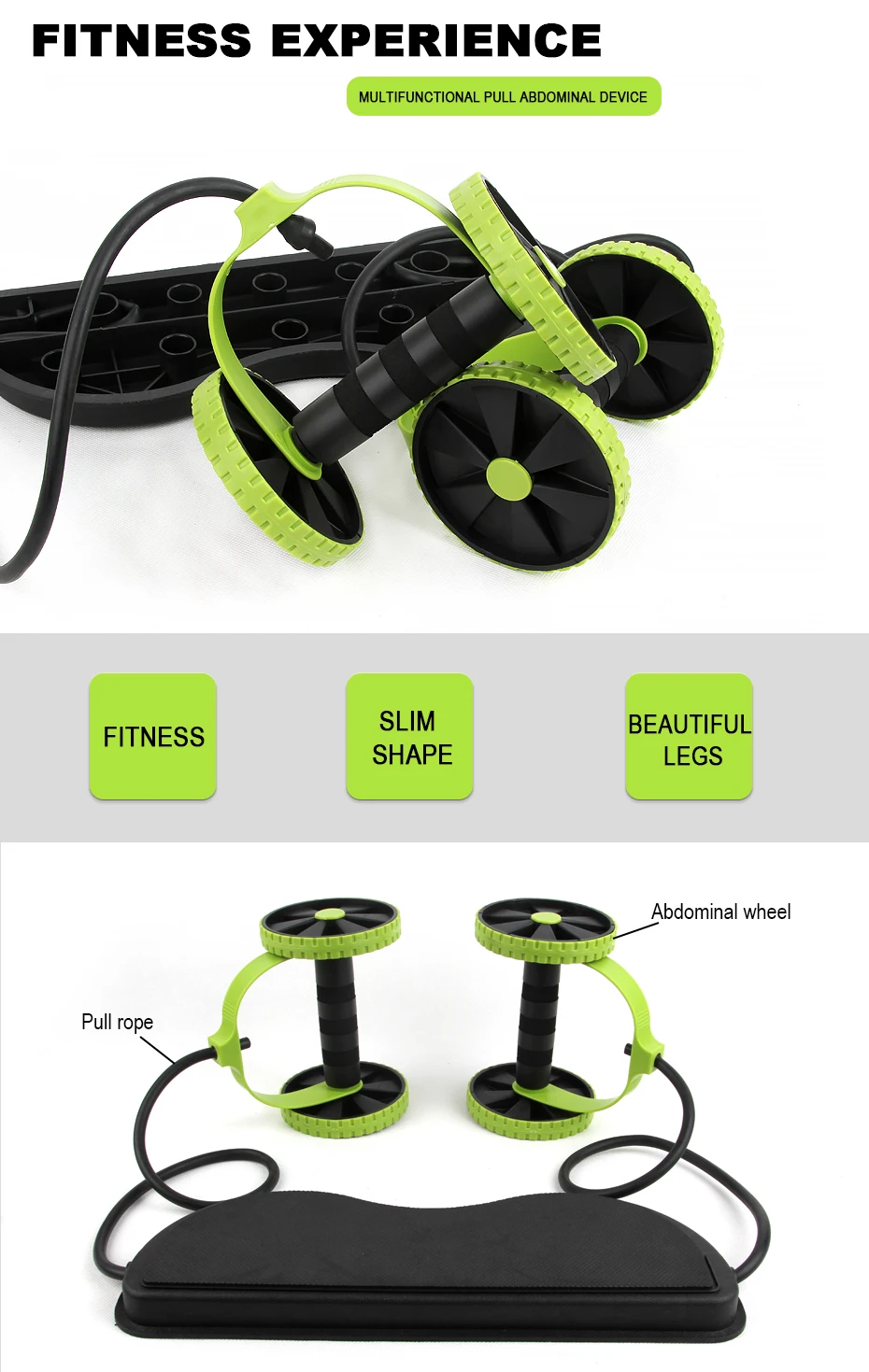 Crossflex Gym SportsTrainer Forfar Dual Wheels Roller Stretch Elastic Abdominal