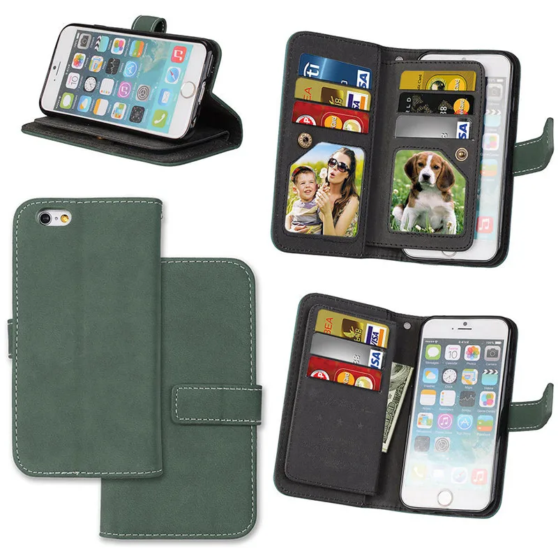 For Apple iPhone 6 Case Luxury leather Flip cover sFor iPhone 6S Multifunction Nine cards Wallet Protective phone bag for iphone6 case cover36