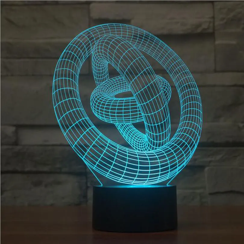 

Colorful Light touch switch three ring 3D LED lamp creative visual illusion lamp light gradient Acrylic Vision Mood Lamp