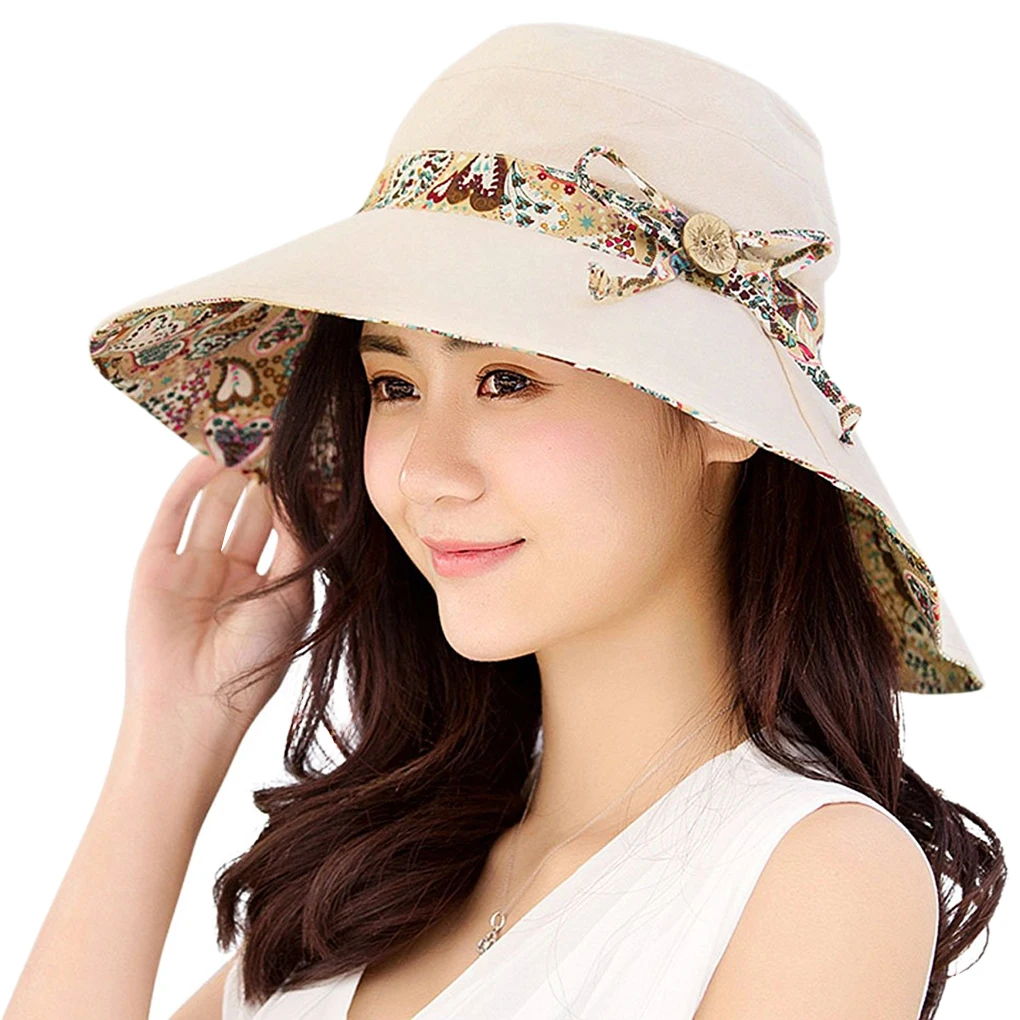 Women Girl Sun Hats Summer Fashion Foldable Wide Brim Cap UPF 50+ Beach