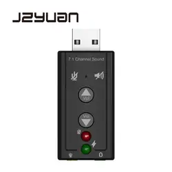 Jzyuan Мини Внешний USB 2,0 Звуковая карта 7,1 канала 3D аудио адаптер конвертер + 3,5 мм наушники микрофон Интерфейс для ПК компьютер