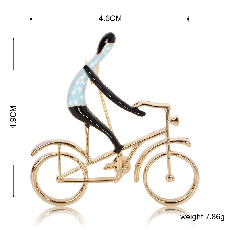Blucome Новая мода фигурка брошь велосипед золотого цвета ювелирные изделия Детская Женская одежда шарф свитер костюм карманные булавки аксессуары