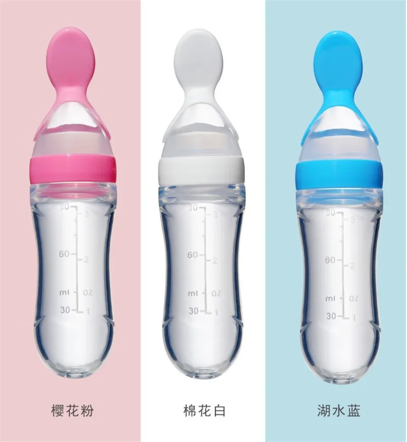 Сжимающая бутылочка для кормления, силиконовая ложка для обучения новорожденных, рисовая ложка для младенцев, пищевая добавка, питатель, безопасная посуда, инструменты