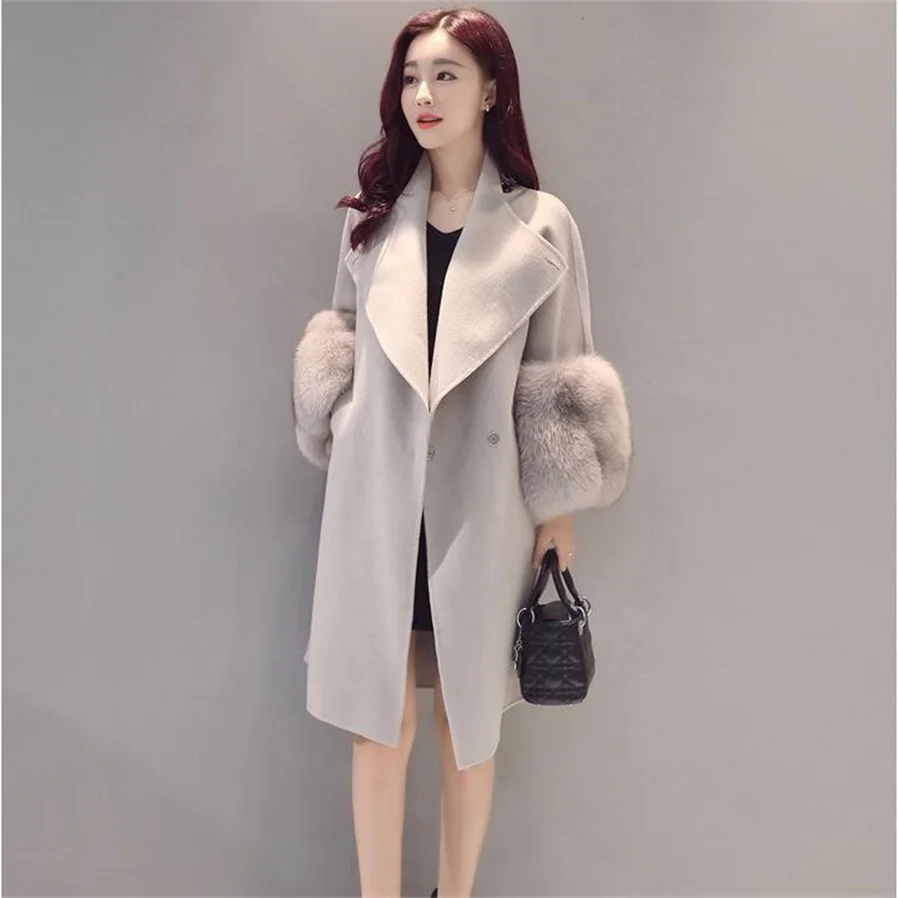 

High-quality spring and autumn and winter wool coat Slim long section of the Korean fashion women coat woolen Windbreaker