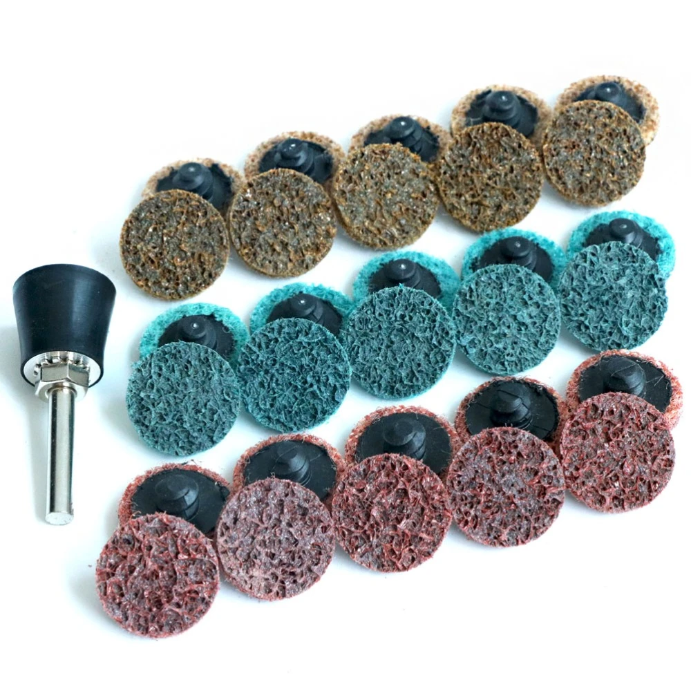 1"Inch Quick Change Sanding Disc Roll Lock Surface Polishing Pad 30pcs R Type Nylon w/Mandrel