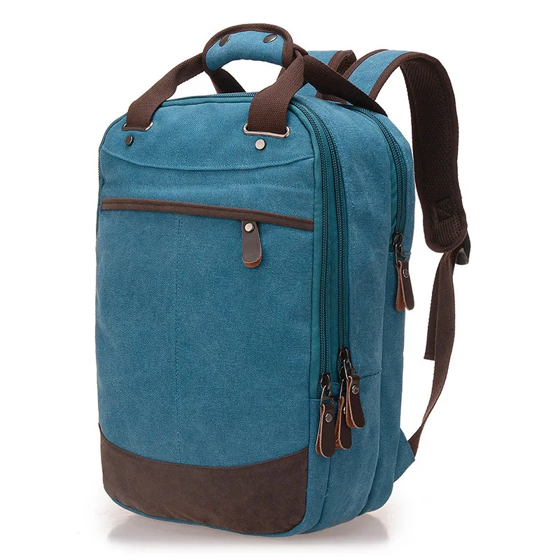 Модный холщовый вместительный рюкзак подходит для 14-15,6 дюймов рюкзак для ноутбука Повседневная дорожная сумка через плечо многофункциональная - Цвет: Blue