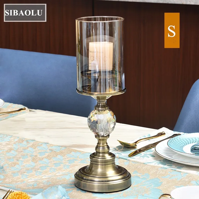 Luxury European American Table Furnishings High-end Crystal Metal Candlestick Crafts Wedding Home Decoration Alloy Candle Stand