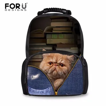 

FORUDESIGNS Backpack For Teenage Girls Children School Bags Denim Zipper Cat Women Laptop Backpack Kids Book Bag Schoolbags