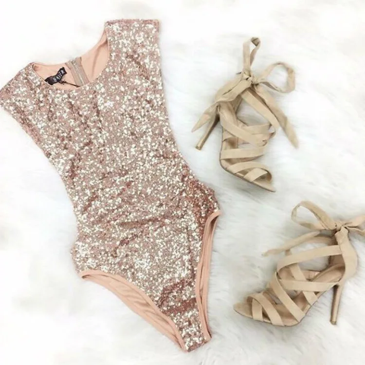 Gold Color Sexy Bodycon Bodysuits Sexy Hot Beachwear High Quality in