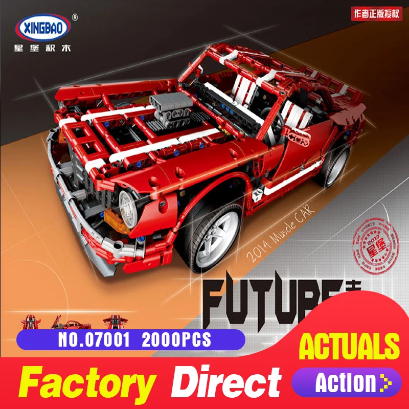 

XingBao 07001 2000Pcs Creative MOC Series The 2014 Muscle Car Set Building Blocks Bricks Toy Model for Children Christmas
