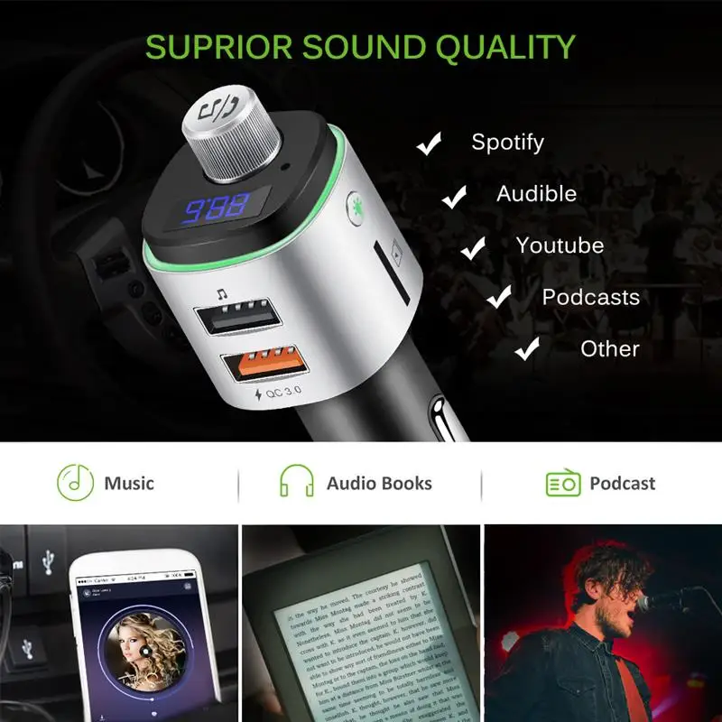 Fm-передатчик Aux модулятор Bluetooth Handsfree автомобильный комплект ...