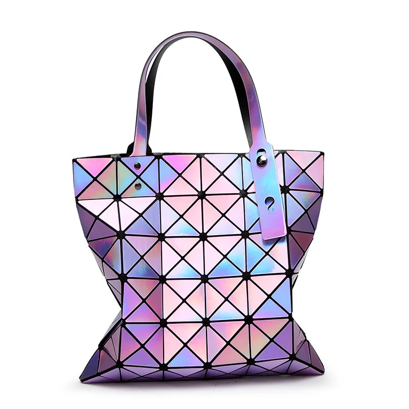 

2017 New Pu Casual Tote Fashion Diamond Lattice Top-handle Bags Geometric Folding Bag Women Messenger Bags