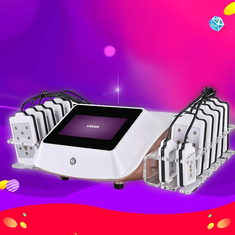 

Portable Lipolaser Lipo Laser Lipolysis Slimming Machine Diode LLLT 650nm 14 Pads System Salon or Home Use Weight Loss Beauty
