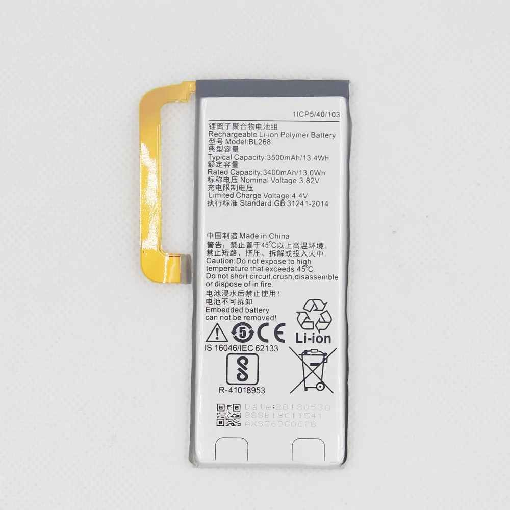 

10pcs/lot 3400mAh/3500mAh BL268 Battery bl268 for Lenovo Zuk Z2 Z2131 Cell Phone Battery Replacement