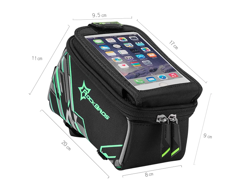 Excellent ROCKBROS Waterproof Bicycle Bags Touch Screen MTB Cycling Bags Panniers Bike Frame Front Tube Storage Bag 6.0 Inch 2