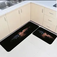 2 шт. Кухня коврики и ковры набор США американский флаг Орел черный дома Deocr Non Skid области Бегун Коврики Ковер