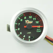 Новый 2 дюйм(ов) Шагового двигателя Красочные огни автомобиля Выхлопных Газов датчик температуры модификация Автомобиля EXT temp метр Self-test функция