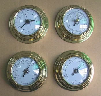 

10cm Brass Case Aneroid Barometer Hygrometer Thermometer Clock 4 pieces a set free shipping
