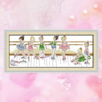 

JoySunday counted crossstitch diy little ballet girls DMC14CT11CT needlework kit livingroom bedroom baby room painting wholesale