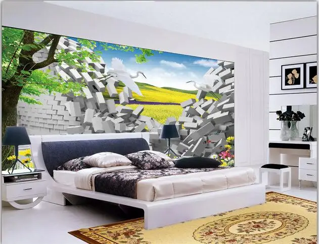 

3d wallpaper custom mural non-woven 3d room wallpaper 3 d TV setting wall of crane rice field paintings 3d wall murals wallpaper