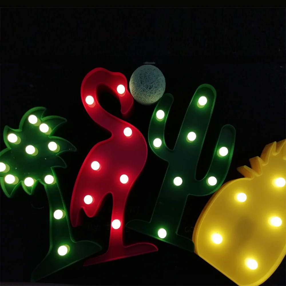 Cute LED Flamingo Christmas Tree Night Lights Party Pineapple Cactus